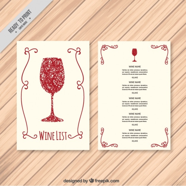 Template of handdrawn wine list Free Vector