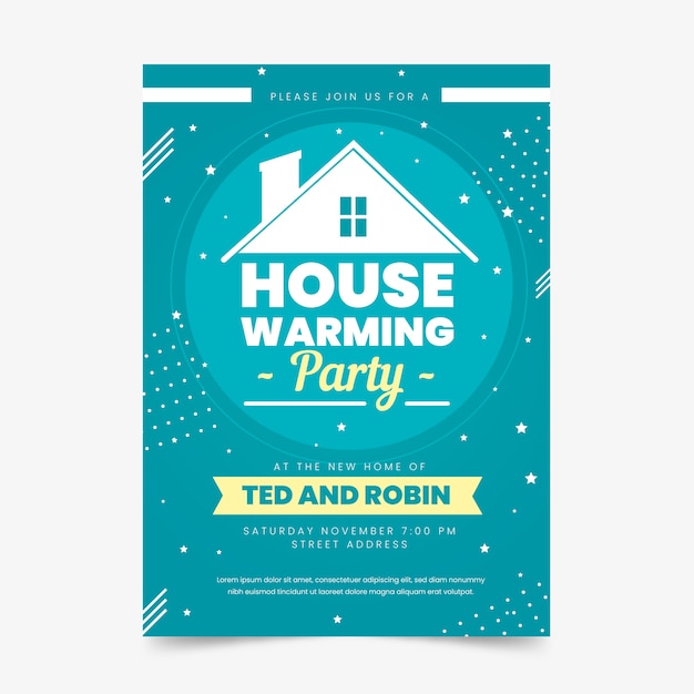 Free Vector Template For Housewarming Party Invitation