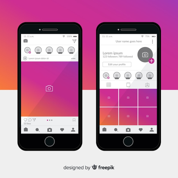 Download Free Vector | Template of instagram photo frame on iphone