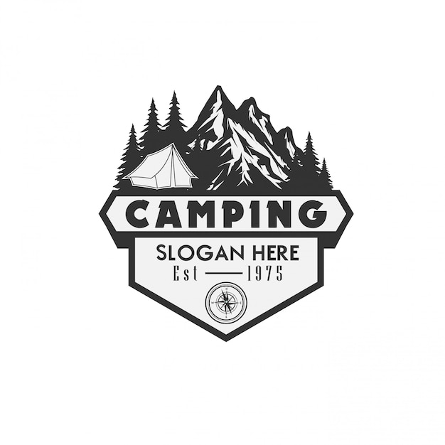 Download Template logo camping vector illustration Vector | Premium ...