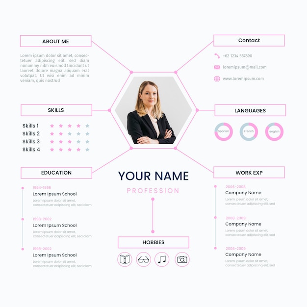 Template for online cv with photo | Free Vector