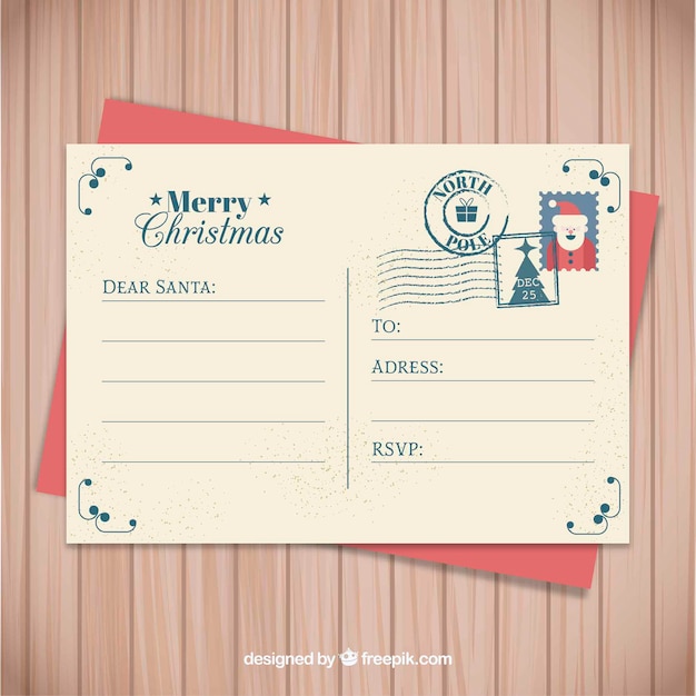 Free Vector | Template of a postcard to santa