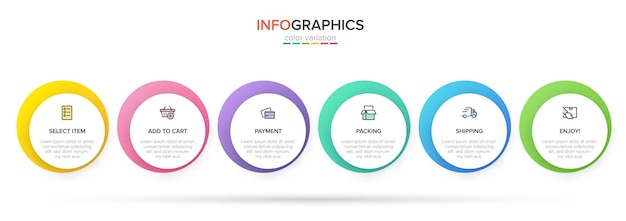  Template for shopping infographics six options or steps with icons and text
