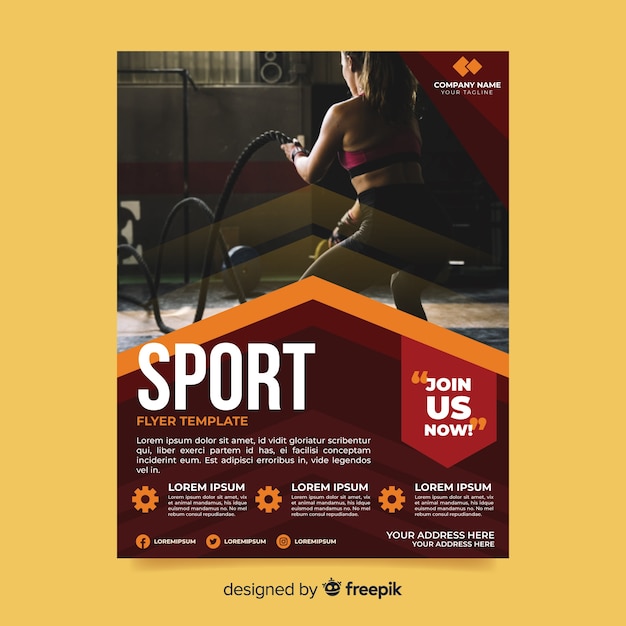 Free Vector Template sport flyer with image