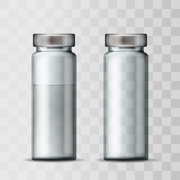 Download Premium Vector | Template of transparent glass medical vial with aluminium cap. empty glass ...