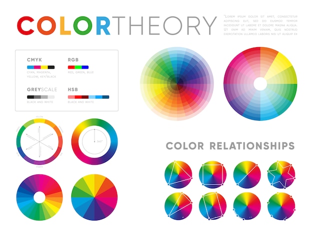 Templates of color theory presentations Premium Vector