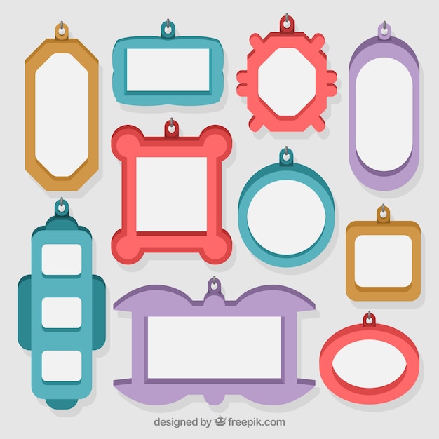 Ten frames with different colors Free Vector
