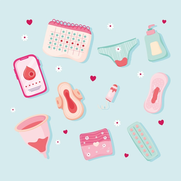 Premium Vector | Ten menstruation period icons