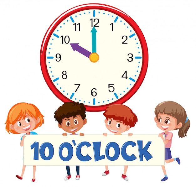Premium Vector Ten O Clock With Children
