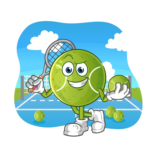 Premium Vector Tennis ball cartoon character