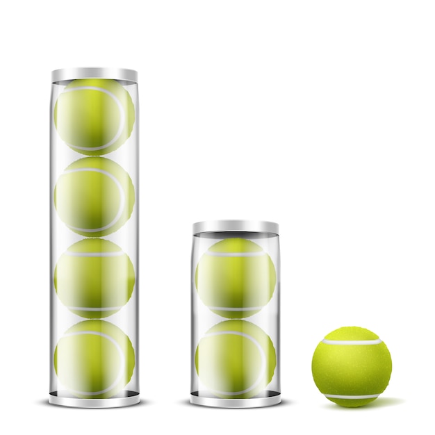 Tennis balls in plastic cans realistic vector Free Vector