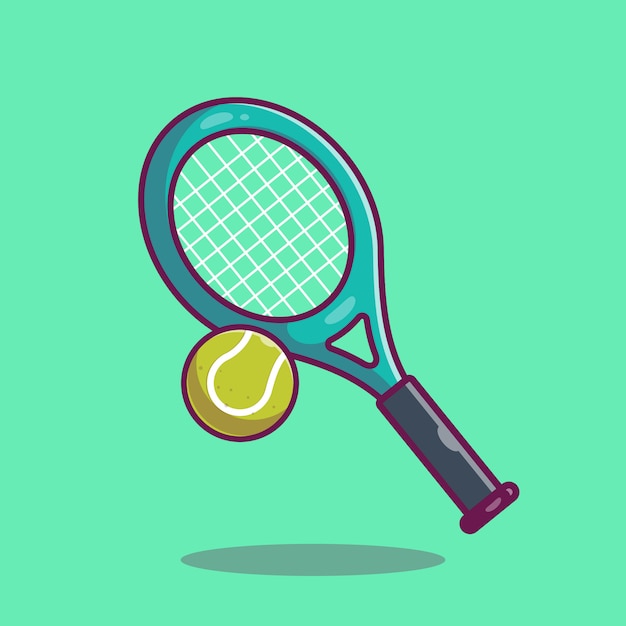 テニスのアイコン ラケットとテニスボール 分離されたスポーツアイコン プレミアムベクター