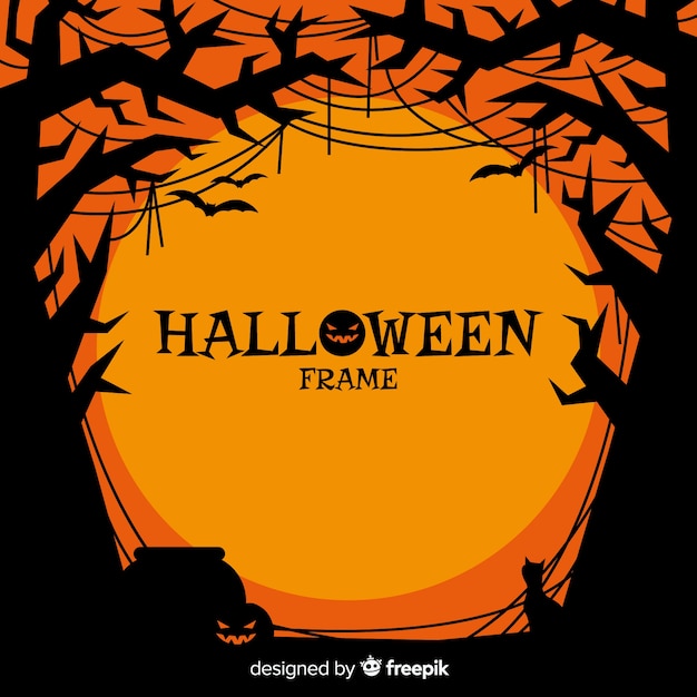 Terrific halloween frame with flat design Free Vector
