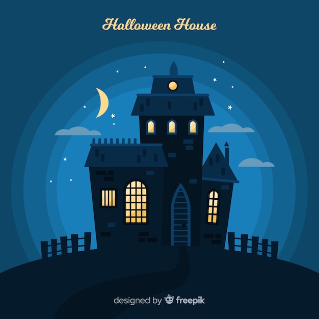 Download Terrific halloween haunted house with flat design | Free ...