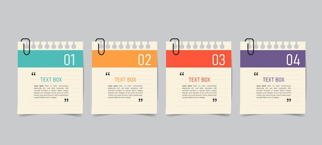 Text box design with note papers. Premium Vector