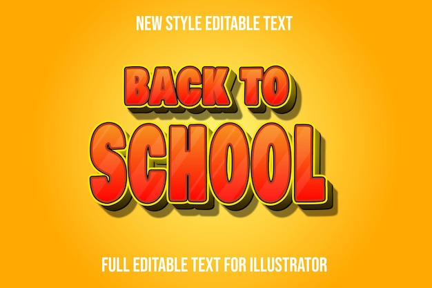 Premium Vector | Text effect 3d back to school color orange and yellow ...