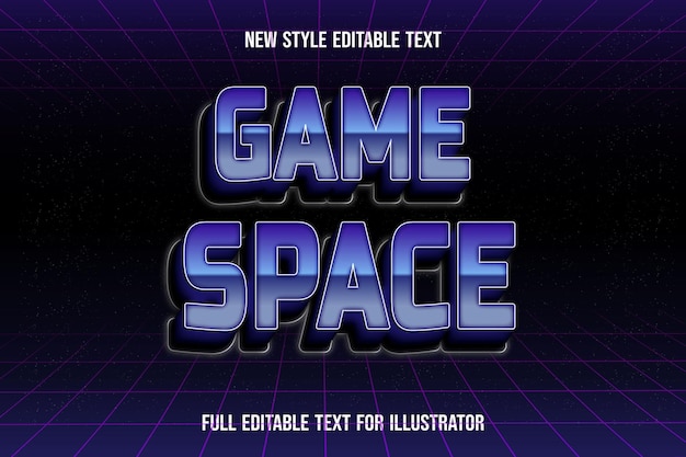 Premium Vector | Text effect 3d game space color blue and black gradient