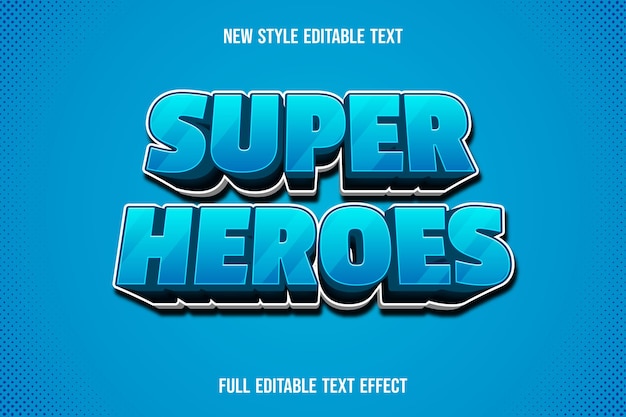 Premium Vector | Text effect super heroes on blue and white gradient