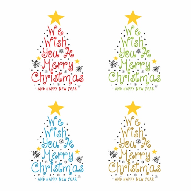 Premium Vector | Text we wish you a merry christmas pine tree