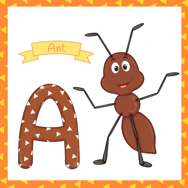 Premium Vector | Textured bold font alphabet a, a for ant cartoon