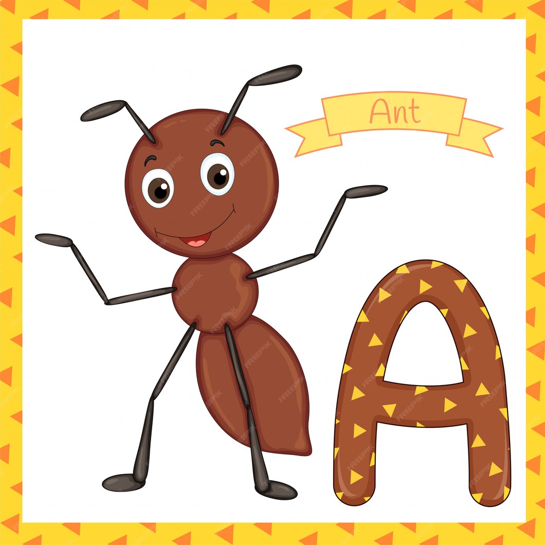 Premium Vector | Textured bold font alphabet a, a for ant cartoon