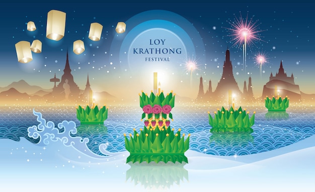 Premium Vector Thai Loy Krathong Festival