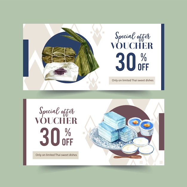 free-vector-thai-sweet-voucher-design-with-sticky-rice-banana