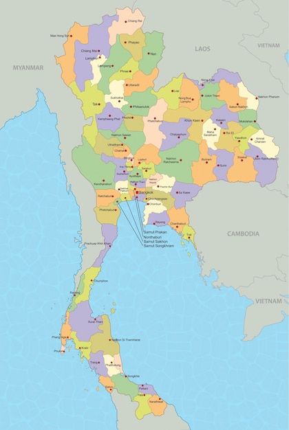 タイ地図ベクトル プレミアムベクター