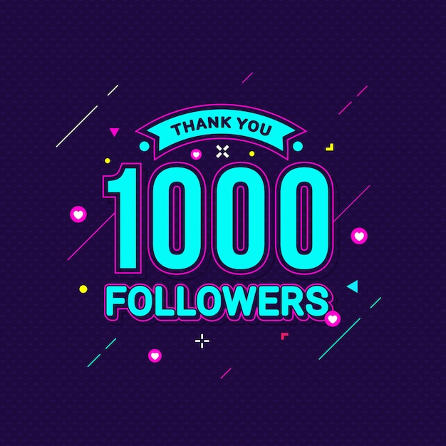 Thank You 1000 Followers Congratulation Banner Premium Vector