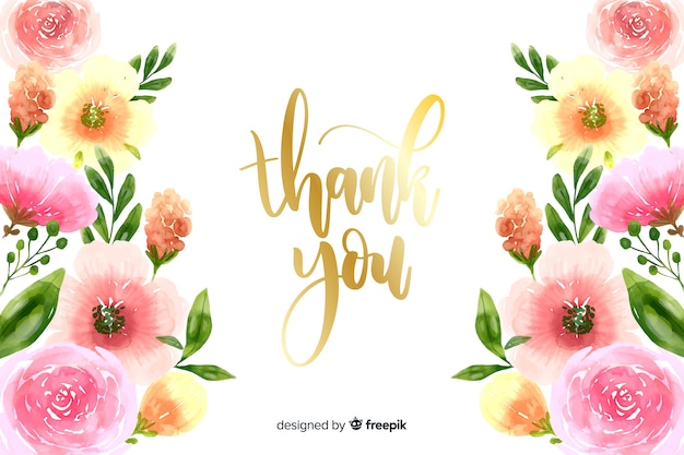 Free Vector Thank You Background With Floral Decoration
