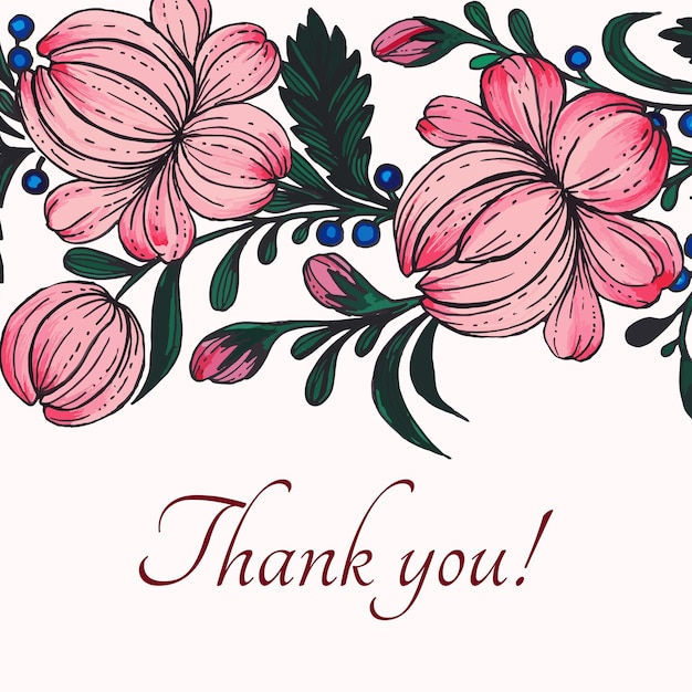 Premium Vector | Thank you background with hand drawn flowers ...