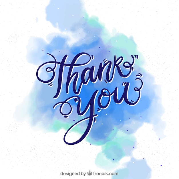 Free Vector | Thank you background with lettering in watercolor stain