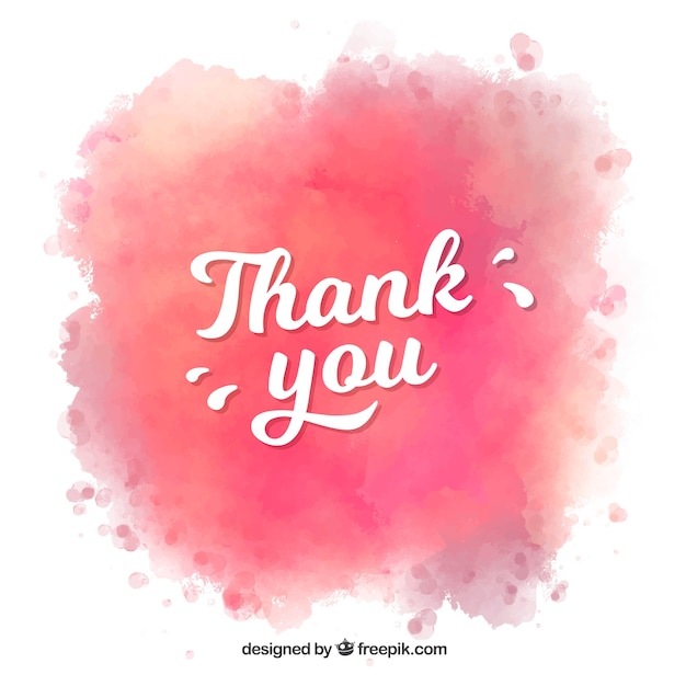Thank you background with lettering in watercolor stain | Free Vector