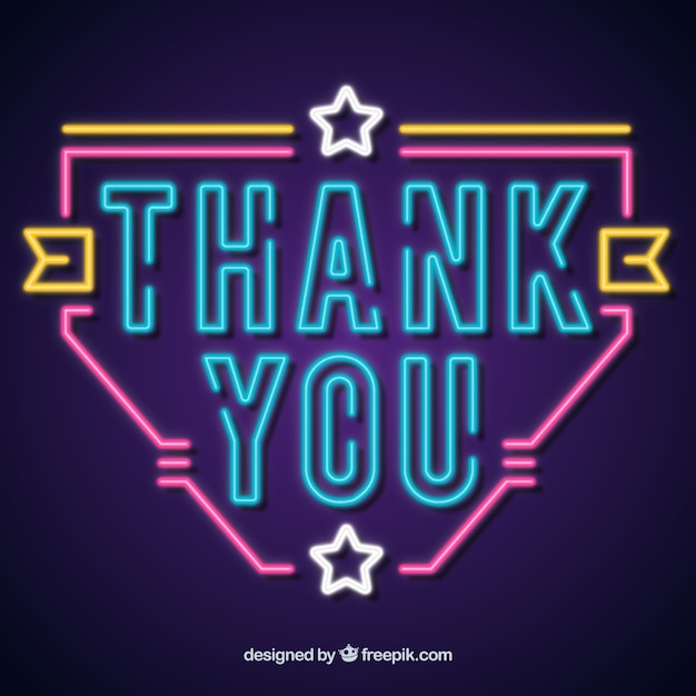 Thank you background with neon light | Free Vector