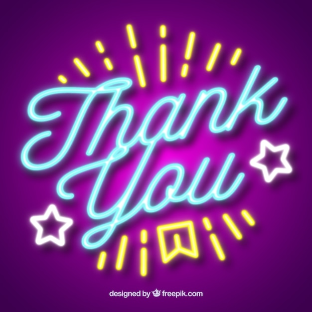 Thank you background with neon light Vector | Free Download