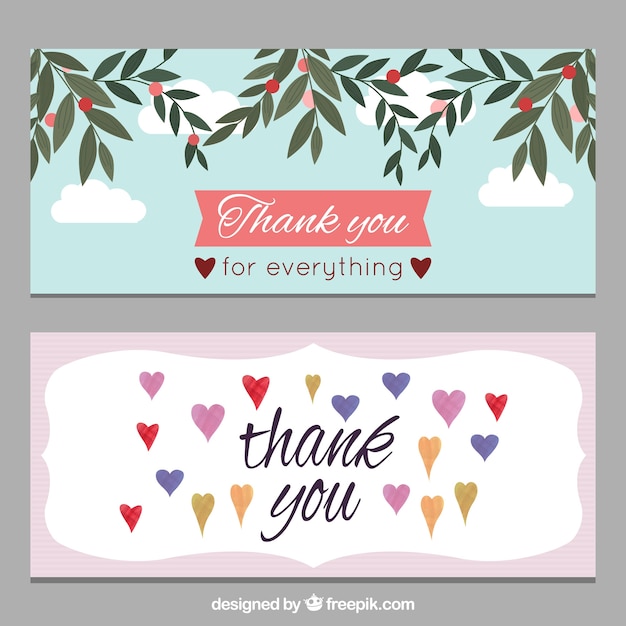 Free Vector Thank You Banners With Leaves 8087