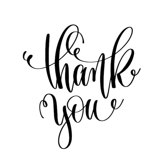 Premium Vector | Thank you black and white hand lettering inscription ...