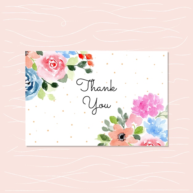 Premium Vector | Thank you card with floral watercolor