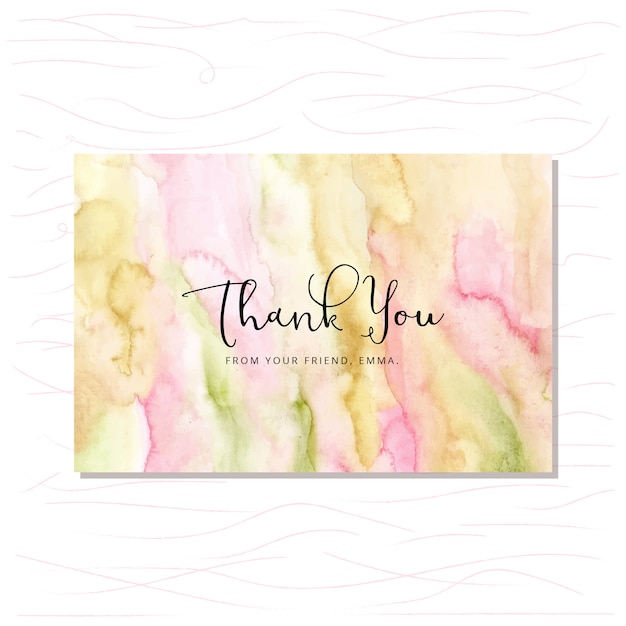 Thank You Card With Pink Green Watercolor Background Vector Premium Download 2459