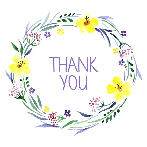 Premium Vector | Thank you card with watercolor floral bouquet. vector ...