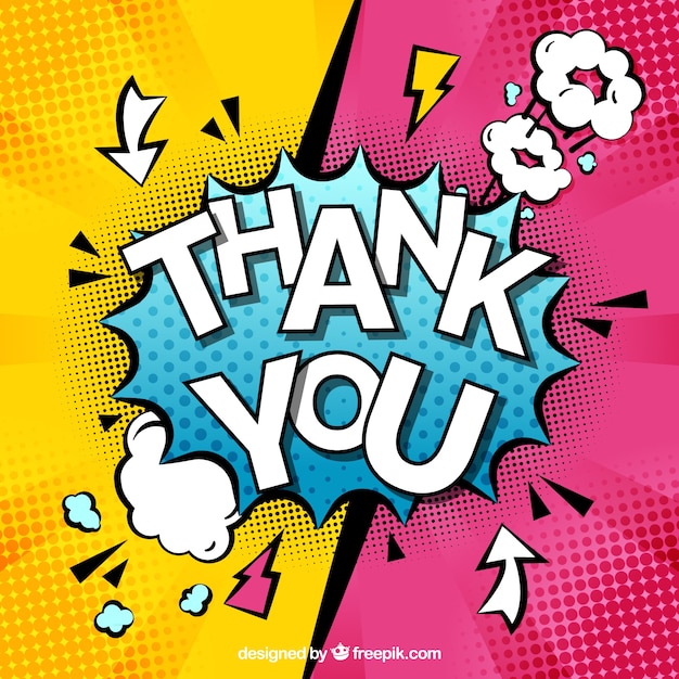 Thank you composition in comic style | Free Vector