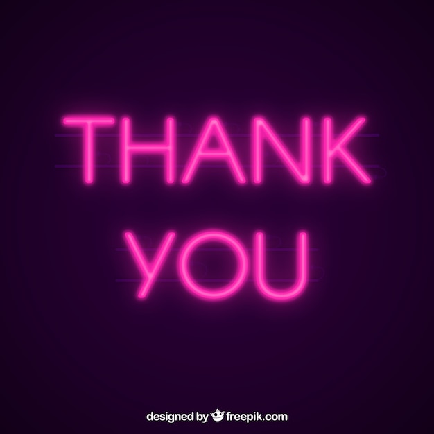 Thank you composition with neon light style | Free Vector