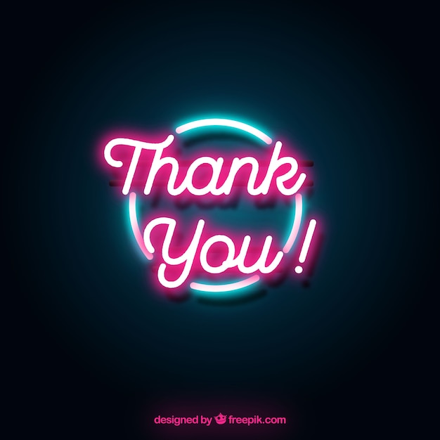 Free Vector | Thank you composition with neon light style