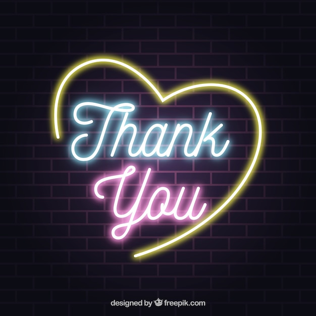 Thank you composition with neon light style | Free Vector