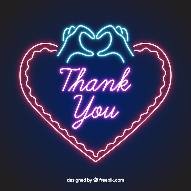 Thank you composition with neon light style Vector | Free Download