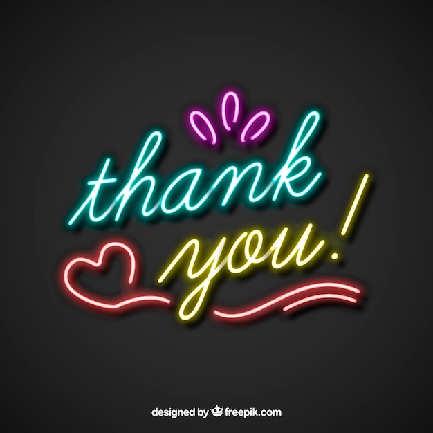 Free Vector | Thank you composition with neon light style