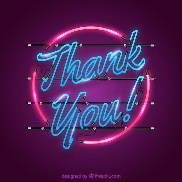 Thank you composition with neon light style Vector | Free Download