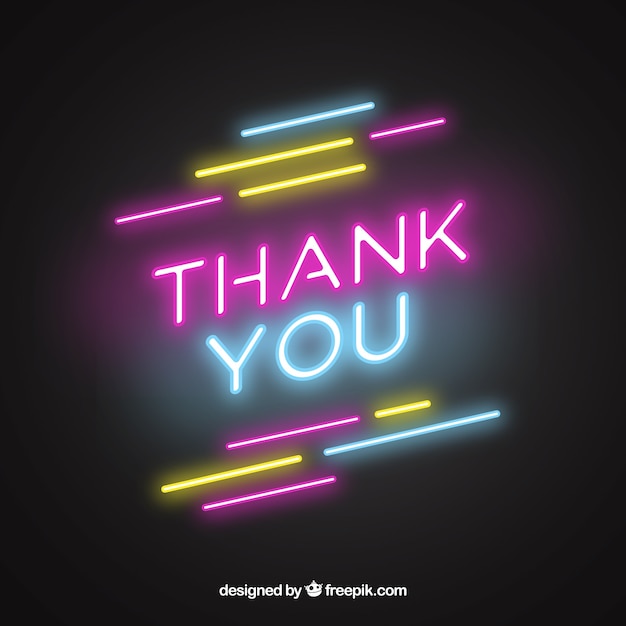 Free Vector | Thank you composition with neon light style