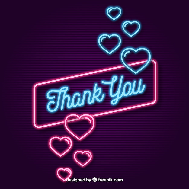 Free Vector | Thank you composition with neon light style