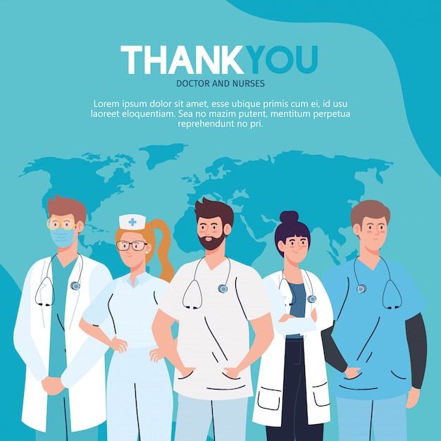 Premium Vector | Thank you doctor and nurses working in hospitals ...